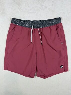 Vuori Men's Medium Athletic Shorts in Maroon with Black Waistband